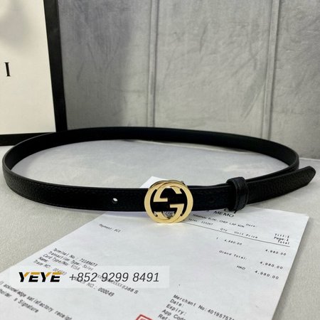 Gucci Thin Black Belt 2.0cm