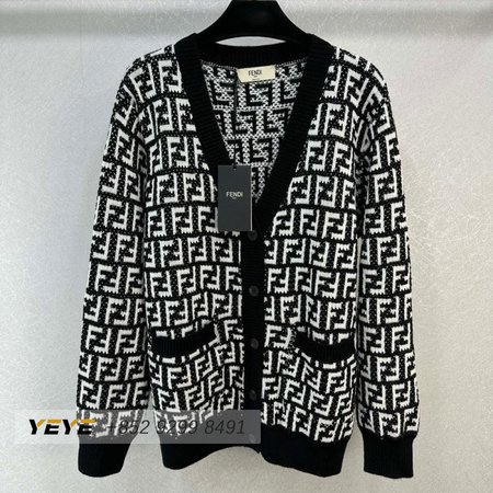 Fendi Knitting Cardigan Sweater Black