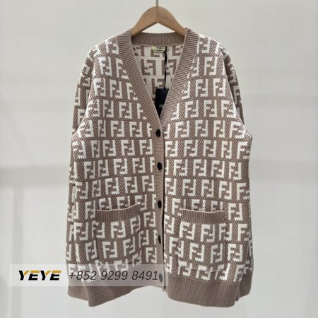 Fendi Knitting Cardigan Sweater Brown