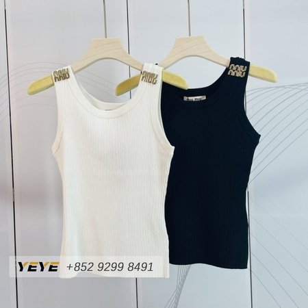 Miu Miu Metal logo knitted Vest