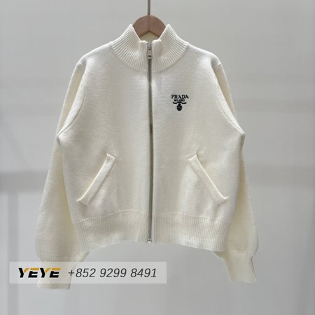 Prada Turtleneck Zip-up Wool Coat