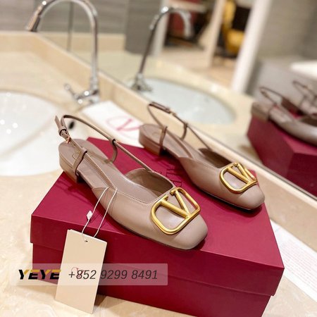 Valentino Garavani Vlogo Leather Slingback Pumps In Pink 35-42