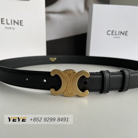 Celine Triomphe Arc De Triomphe Buckle Calfskin Belt 2.5cm