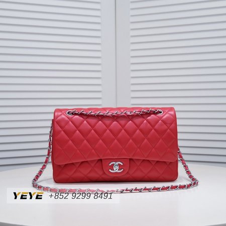 Chanel Classic Double Flap Quilted Jumbo Calfskin Red