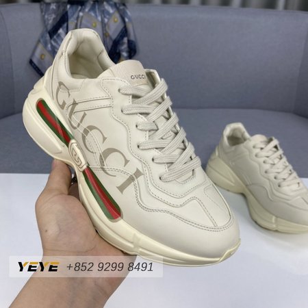 Women's Rhyton Gucci Logo Leather Sneaker