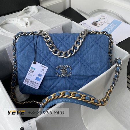 Chanel Denim Quilted Medium Chanel 19 Flap Bag