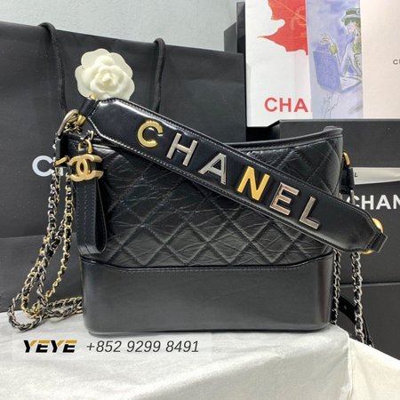 Chanel Gabrielle Hobo Bag Quilted Aged Calfskin Gold/Silver-tone Medium Black