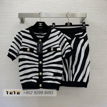 Chanel Zebra-print Knitted Two-piece Suit