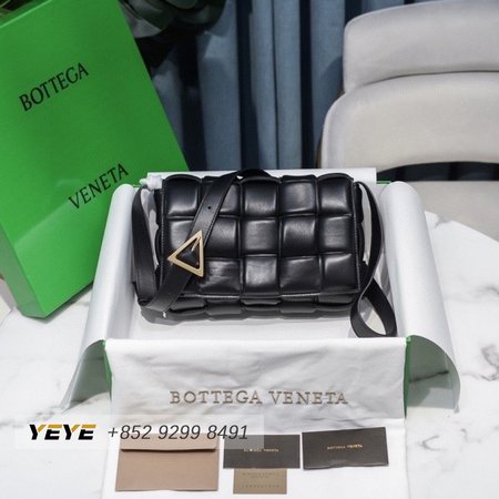 Bottega Veneta Padded Intreccio Cassette Crossbody Bag Black