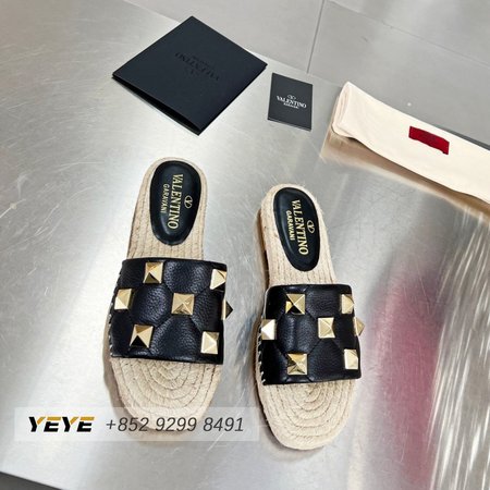 Valentino Garavani Roman Stud Leather Slide Sandals