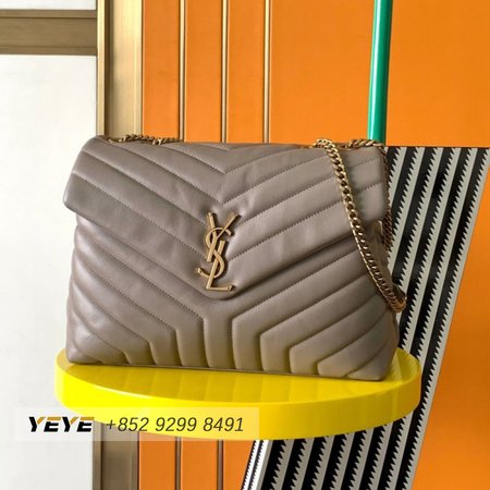 Saint Laurent Loulou Small Quilted Leather Shoulder Bag In Taupe