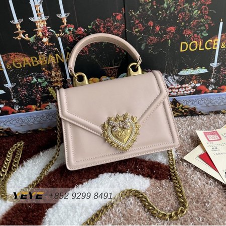 Dolce & Gabbana Small Smooth Calfskin Devotion Bag Pink