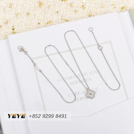 Van Cleef & Arpels 18k White Gold Diamond Pure Alhambra Necklace