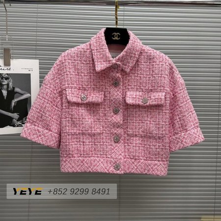 Chanel Short Casual Style Tweed Blended Fabrics Street Style Cotton