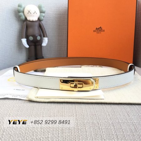 Hermes Kelly Belt (Stamp A) White Epsom Leather Rose Gold Hardware