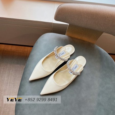 Jimmy Choo Women Bing 65 Patent Leather Crystal Strap Ballet Mules