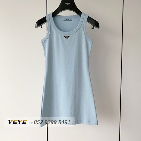 Prada Ribbed Knit Jersey Tank Top