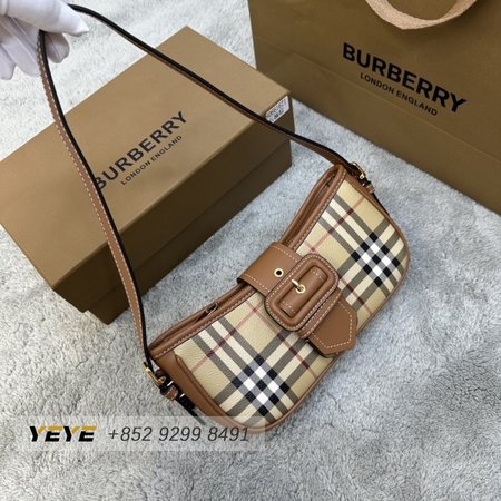Burberry Women's White Leather-trimmed Checked Coated-canvas Shoulder Bag