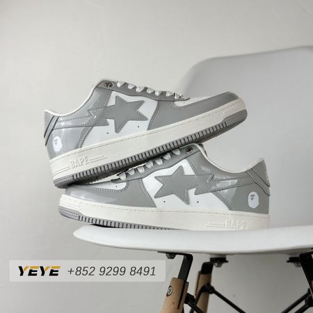 A Bathing Ape Bape Sta Patent Leather White Grey (2023)