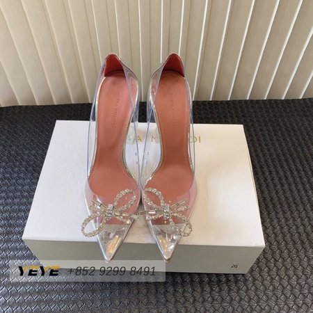 Amina Muaddi Rosie Glass Pointed Toe Pump