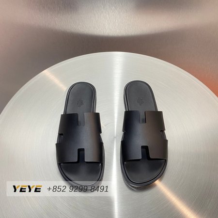 Hermes Izmir Sandal Noir Canvas Calfskin Leather