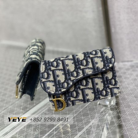 Dior Oblique Saddle Lotus Wallet Blue