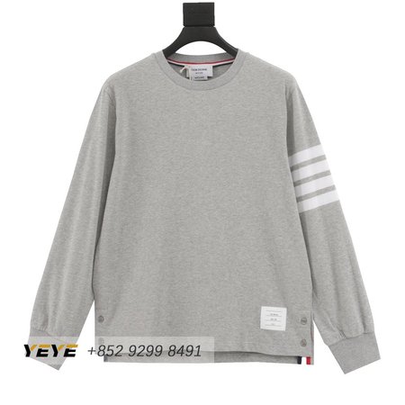 Thom Browne L/S Rugby Tee - Light Grey