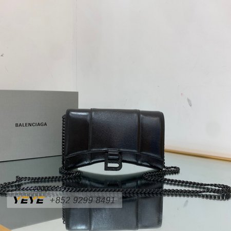 Balenciaga Hourglass Wallet On Chain Box In Black 656050