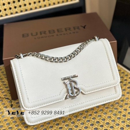 Burberry Leather Small TB Bag White