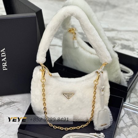 Prada Shearling Mini-Bag White 1BC204