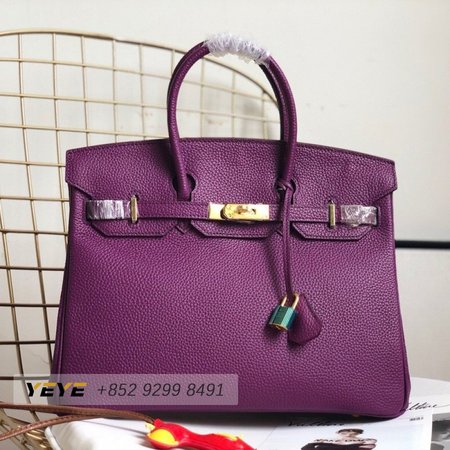 Hermes Birkin HAC Togo 30 Noir Purple