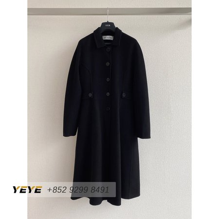Dior Single-Breasted Long Double-Faced Cashmere Coat Black