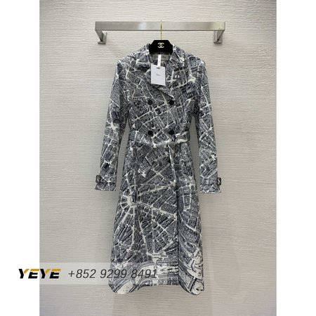 Dior Trench Coat White And Black Technical Taffeta With Plan De Paris Motif