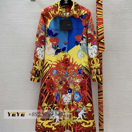 Dolce & Gabbana Cupid-Print Button-Down Lapel Slim-Fit Trench Coat