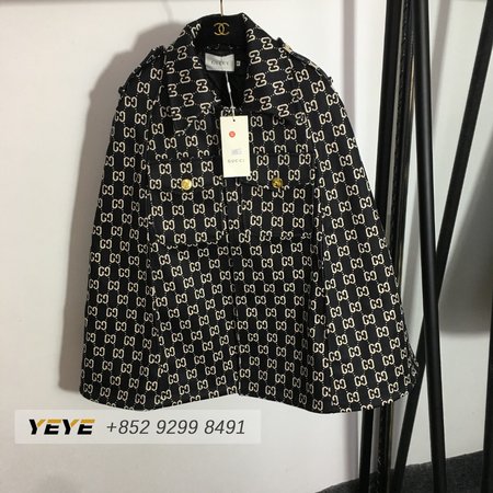 Gucci Double G Letter Print Woolen Cape Coat