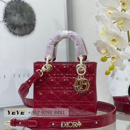 Dior Patent Cannage Lady Dior Red