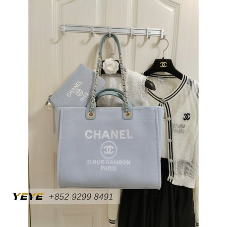 Chanel Shopping Bag Blue in Canvas