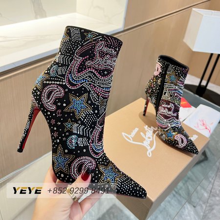 Christian Louboutin So Kate Starlight Red Sole Booties In Blackmulti