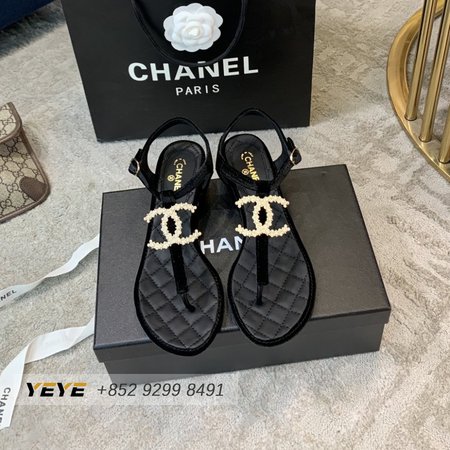Chanel Lambskin Sandal Black Metal 35-39