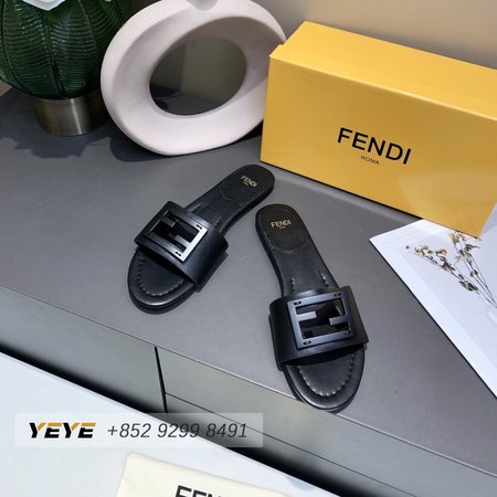Fendi Baguette Black Leather Slides 35-40