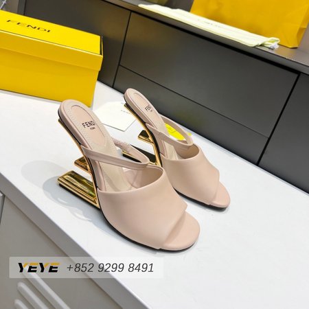 Fendi First Pink Leather High-Heeled Sandals Pink 35-39